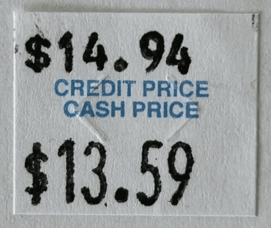2-Line CUSTOM Dual Pricing Cash CREDIT Labels